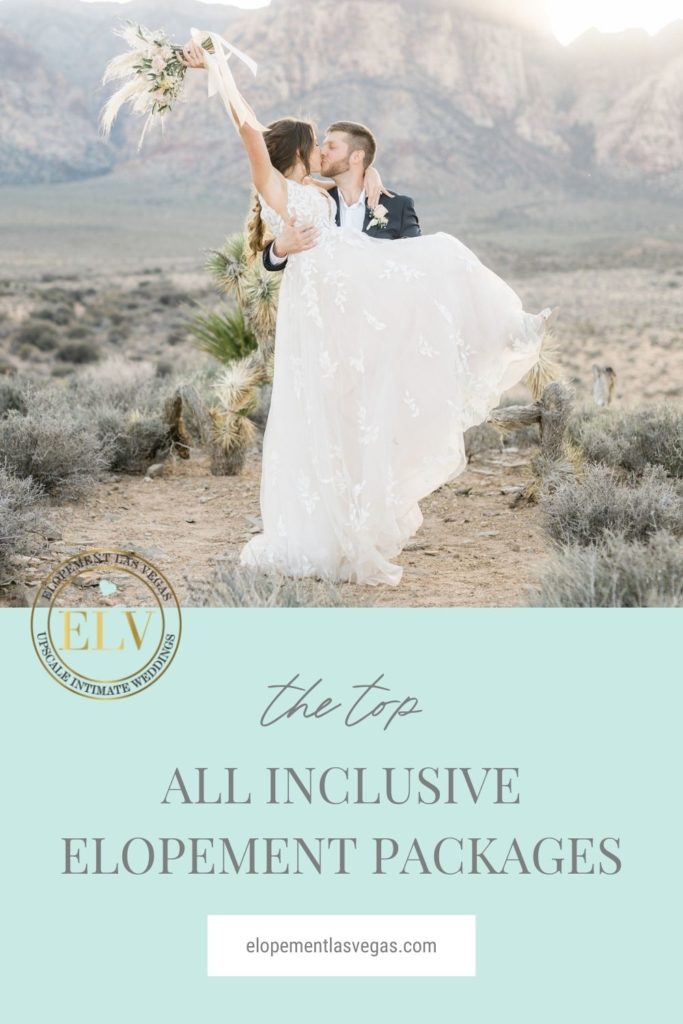 Couple sharing a kiss during their elopement shoot; image overlaid with text that reads The Top All Inclusive Elopement Packages