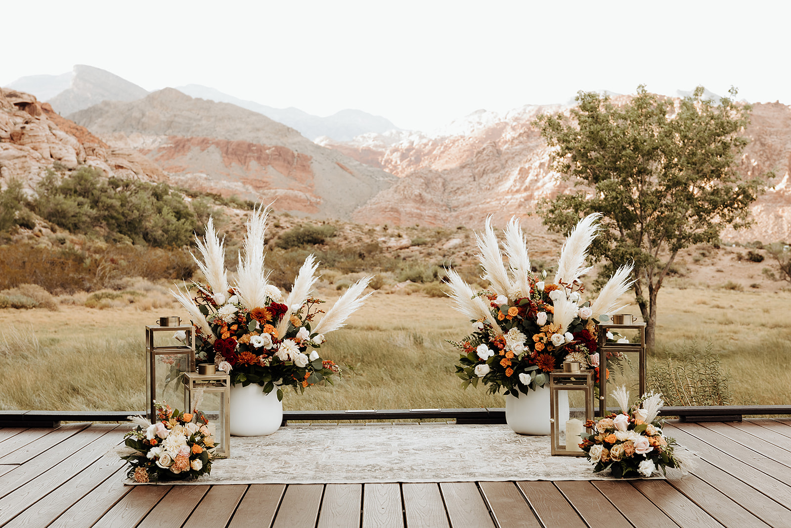 Ceremony setup with floral arrangements by Elopement Las Vegas