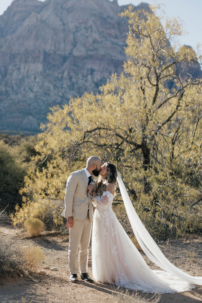 bride and groom fall wedding red rock canyon las vegas elopement