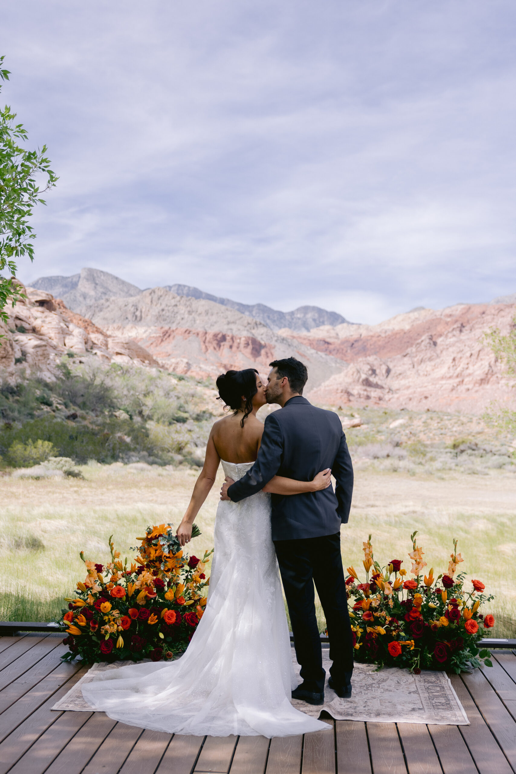 Couple at Red Springs Boardwalk Red Rock Canyon Las Vegas elopement outdoor desert ceremony